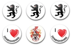 25 MM 1 ZOLL KNOPFABZEICHEN DENBIGHSHIRE X6 - Bild 1 von 1