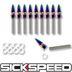 10 PC STAINLESS STEEL EXTENDED MANIFOLD INTAKE STUD KIT/SET NEO CHROME SPIKE P10
