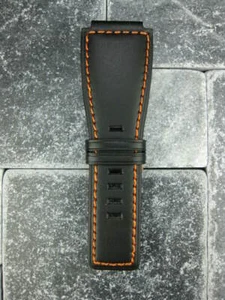 24mm CALF Leather Strap Black Watch Band for Bell & Ross BR-01 BR-03 Orange x1 - Picture 1 of 9