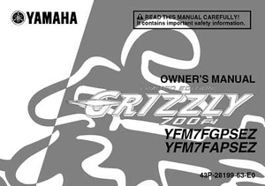 Yamaha Owners Manual Book 2010 GRIZZLY 700 FI LIMITED EDITION YFM7FGPSEZ - Picture 1 of 12