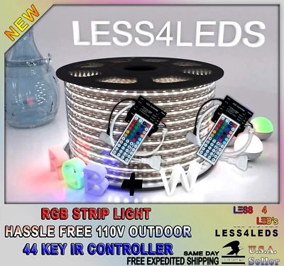 RGB +W 330' (100m) 110V - 120V Outdoor 5050 Flex LED Strip Light / 2 Controller - Image 1 of 4
