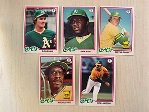 Lot of 5 - 1978 O-Pee-Chee OAKLAND A'S / Blue, Page, Gross, Langford, Bair - Picture 1 of 2