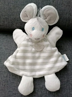1770🌟Doudou marionnette souris blanche rayure grise Blanc Rayé Gris BELLODOUX - Photo 1/4