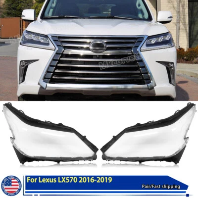 For Lexus LX570 2016-2019 Clear Left & Right Replacement Headlight Lens Covers Foto 1 de 4