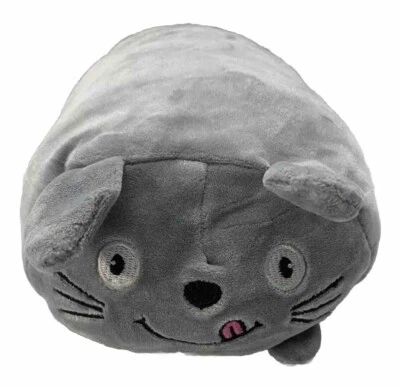 Travesseiro pequeno de pelúcia cinza macio desenho animado rosto cômico 9,5 polegadas brinquedo sem marca - Imagem 1 de 4