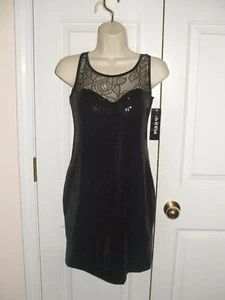 NWT As You Wish BLACK SOLID SEQUIN Party Prom cocktail Ocassion dress JR. LARGE - Picture 1 of 2