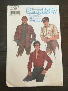 Simplicity 6629 Vintage 1984 Mens Button Front Shirt Long Short Sleeve Sz 40 UC - Picture 1 of 5