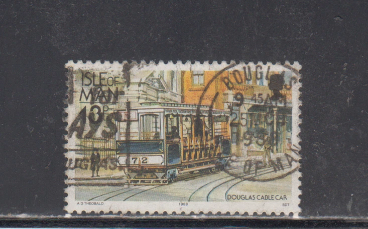 ISLE OF MAN :  1988 - USED  - SCOTT #  352  TRAINS - Image 1 of 1