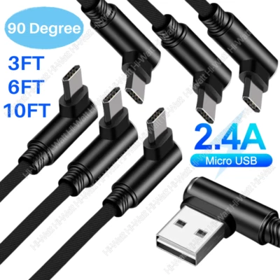 6X Lot 90° FAST Charger Micro USB Cable for Samsung Galaxy S7 Note 5 4 J7 J3 A6 - Image 1 of 4