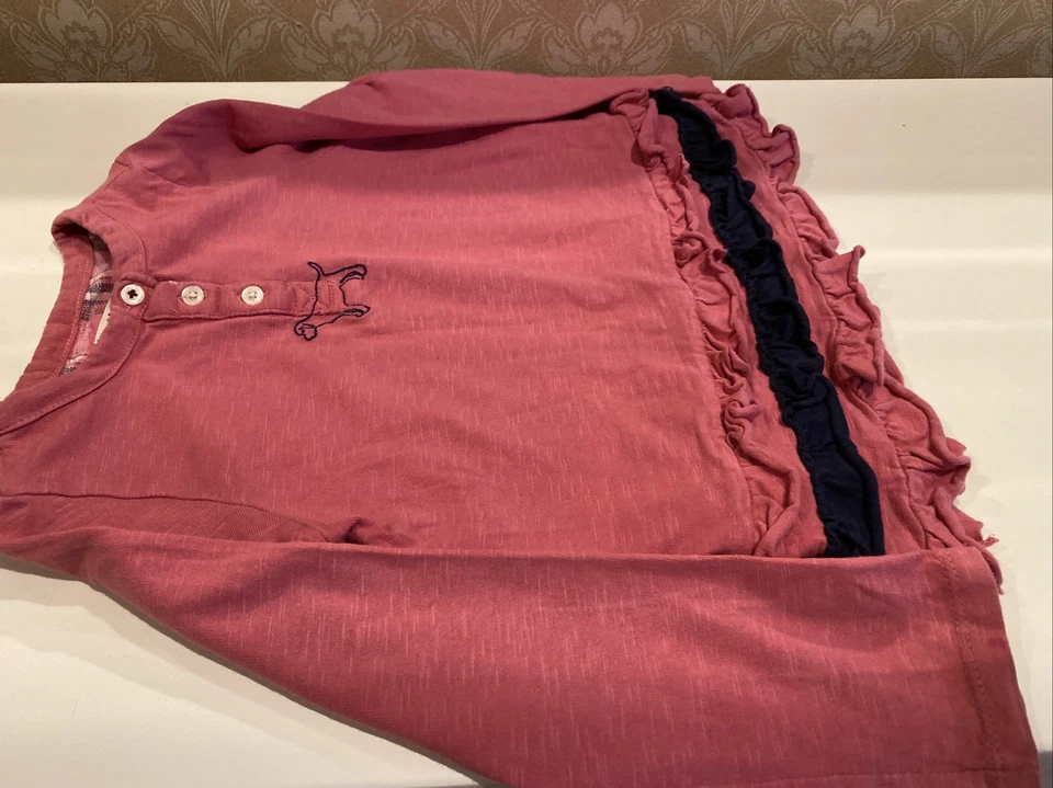 Топ для девочки Hatley размер 4 с длинным рукавом розовый и черный собачий с оборками с длинным рукавом - Изображение 1 из 4