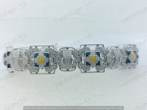 5Ct Multi Color Simulated Round Diamond Mens Bracelet With 925 Sterling Silver - Picture 1 of 9
