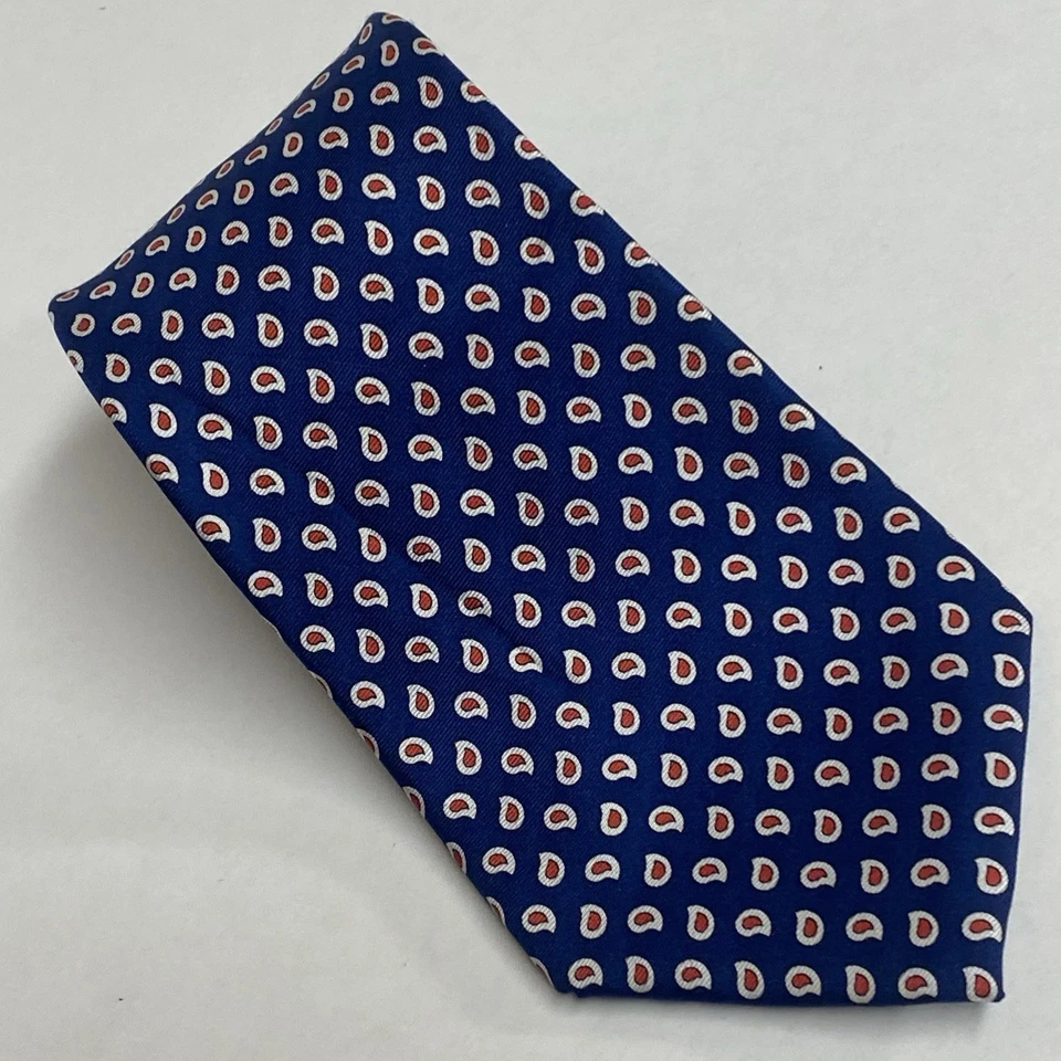 Corbata LAUREN Ralph Lauren Cuello ROJA BLANCA Y AZUL Geométrica PAISLEY Seda Hecha en EE. UU. B9 Foto 1 de 4