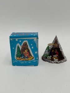 Vintage Shiny Brite Weihnachten Miniatur Krippe Kunststoff Box Hongkong Neu aus altem Lagerbestand 2" Glimmer - Bild 1 von 9
