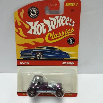 Hot Wheels Classics Serie 4 Barón Rojo con Redlines Púrpura Foto 1 de 3