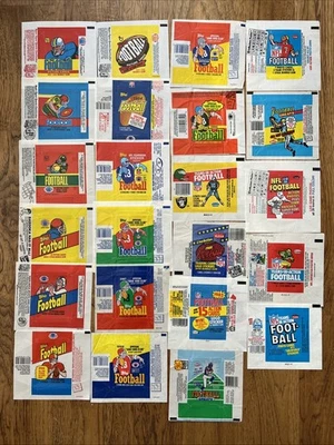 Vintage Lot 23 Football Card Wrappers 1970s to 1980s - Topps, Fleer, & Swell - Bild 1 von 4