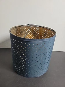 Ikea Retired NYMO Perforated 9" Blue & Brass Lamp Shade - Picture 1 of 9