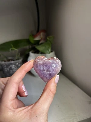 Pink Amethyst with Purple Amethyst Polished Crystal Mini Puffy Heart - Image 1 of 3