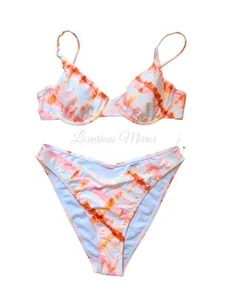 Traje de baño bikini triángulo hipster con aros remolino tie dye para mujer Forever 21 talla L - Imagen 1 de 4