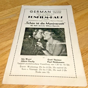 1932 Chicago Victoria Theater GERMAN MOVIE Program SCHON IST DIE MANOVERZEIT - Picture 1 of 8