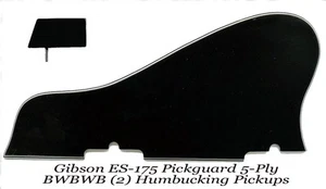 ES-175 Pickguard 1958 5-ply Black W/Mounting Blocks made for Gibson Project NEW - Picture 1 of 5