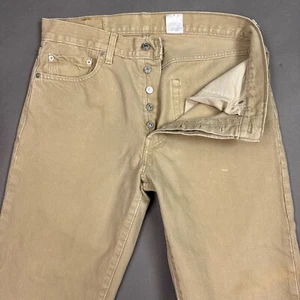 Vintage Levis 501 Jeans Mens 32x30 Beige Denim Pants Button Fly (Tag 33 Waist) - Picture 1 of 22