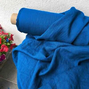 Royal Blue Linen Fabric by the Yard – Medium Weight linen for Clothing & Decor - Picture 1 of 1