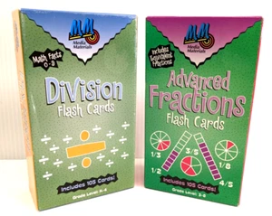 Math Flash Cards Division K-4 Advanced Fractions 3-8 Home School Teaching Class - Picture 1 of 6