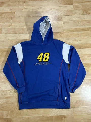 Vtg Jimmie Johnson Lowes 48 Nascar Hoodie Blue sz Medium Cover