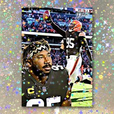 Myles Garrett Holographic Red Zone Sketch Card Limited 1/5 Dr. Dunk Signed