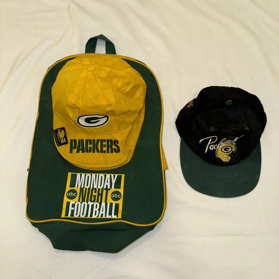 Vintage Green Bay Packers Monday Night MNF Hat Sak NFL Back Pack Bag 15x11x4 - Image 1 of 4