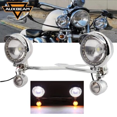 Passing Turn Signal Spot Light Bar For Honda Shadow ACE Spirit VT 750 1100 VTX - Image 1 of 4