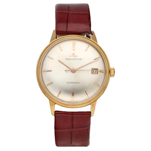 Vintage Jaeger-LeCoultre 18k Rose Gold 35 mm Red Leather Automatic Wrist Watch - Picture 1 of 8