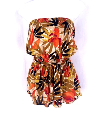 Mameluco Billabong M Naranja Dorado Estampado Floral Tubo Corbata Retro Años 70 Foto 1 de 4