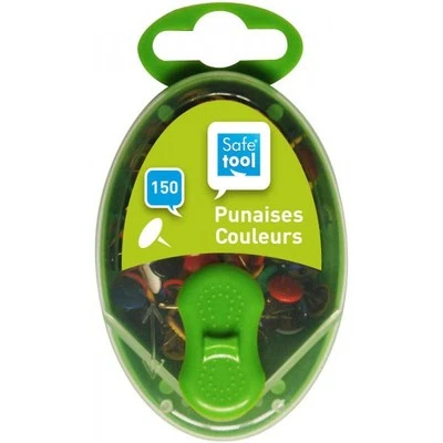 100 + 50 Punaises , couleurs assorties, diamètre: 9 mm SAFETOOL