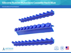 10 Instrument Silicone Rubber Autoclave Cassette Rack Black and Blue ARTMAN - Picture 1 of 18