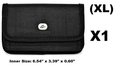 Universal (XL) Horizontal Rugged Nylon Pouch with Metal Clip + Belt Loop Holster - Image 1 of 4