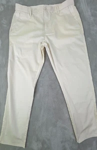 Pantalones chinos de golf para hombre FJ FootJoy amarillo claro 36x30 frente plano mezcla de algodón - Imagen 1 de 6