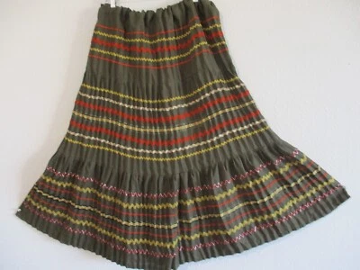 Falda fiesta mexicana plisada lino color oliva Foto 1 de 4