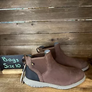 New Mens Bogs Spruce Chelsea Brown Leather Ankle Boots Waterproof Size 10 M - Picture 1 of 6