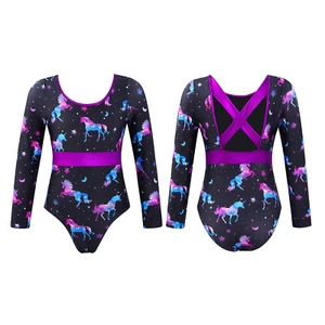 Girls Swimwear Long Sleeve Bathing Suit Floral Palm Trees Pattern Beachwear - Picture 1 of 74