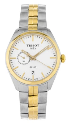 Новый Tissot PR 100 двойной время T-Classic 2-тонный SS мужские часы T101.452.22.031.00 - Изображение 1 из 4