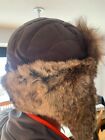 Genuine Racoon and Rabbit fur trapper/bomber hat