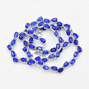 Natural Kyanite Gemstone 925 Sterling Silver January Birthstone Chain Necklace - Picture 1 of 8