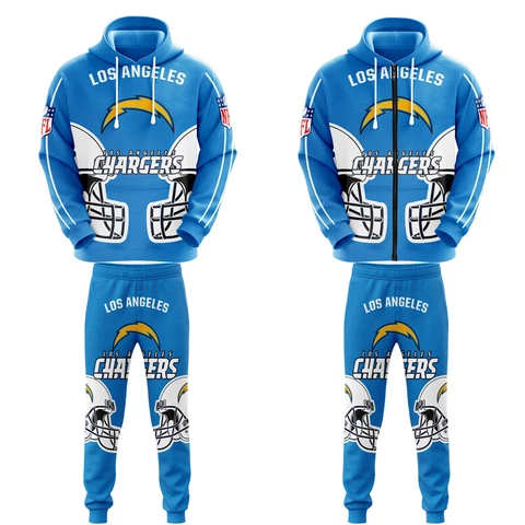 Los Angeles Chargers Tracksuit Set 2Pcs Mens Hoodie Sweatpants Jogging Sweatsuit Cover