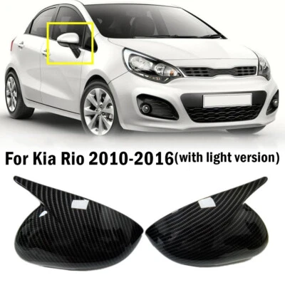 Para Kia Rio 2010-2016 2 piezas de fibra de carbono con tapa de espejo retrovisor de luz tapas Foto 1 de 4