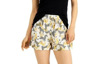 Jenni Womens Pajama Shorts M Black Zebra Print Elastic Waistband Woven Comfy - Picture 1 of 7