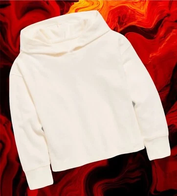 Old Navy девочек очень маленький 5 уютный ребристый вязаный пуловер толстовка с капюшоном крем De La Crème A12 - Изображение 1 из 4