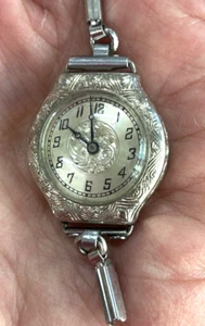 Vintage Swiss Yorke W Art Deco Rolled 14K Gold Watch Engraved Women Not Working - Picture 1 of 6