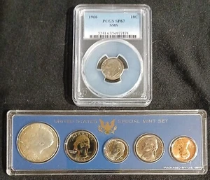 1966 USA SPECIAL MINT SET WITH EXTRA PCGS GRADED DIME, CHEAP - Picture 1 of 5