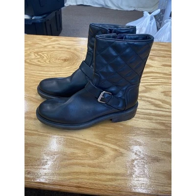 Botas al tobillo Aquatalia Leva para mujer 10 de cuero negras acolchadas con hebilla media pantorrilla S43 Foto 1 de 4